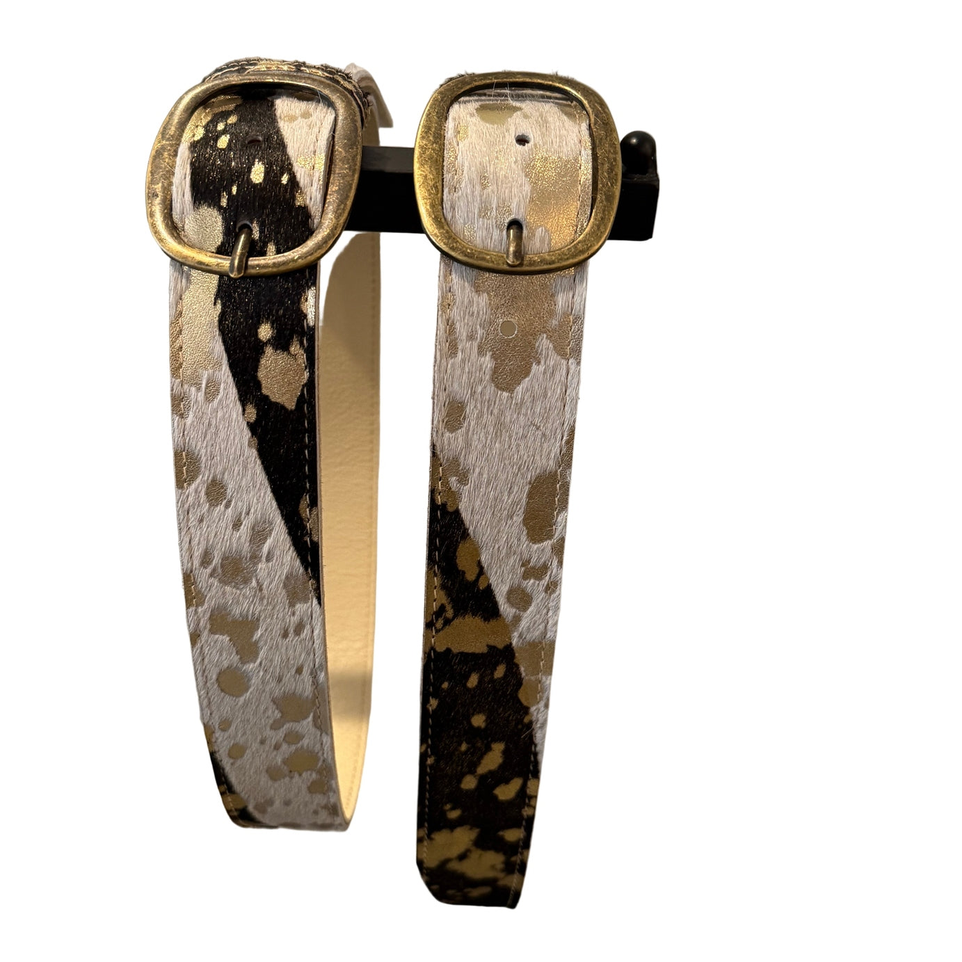 Kallyn Genuine Cowhide Leather Belt – Gold Zebra Fur - Jaunts Boutique 