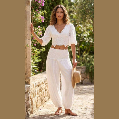 The Coastal White Detailed Lace Set - Sold Seperate