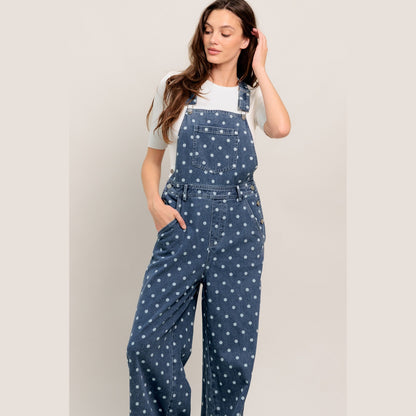 EVERYDAY POLKA OVERALL DENIM JUMPSUIT. Website exclusive · Ships direct!
