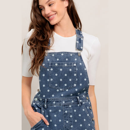 EVERYDAY POLKA OVERALL DENIM JUMPSUIT. Website exclusive · Ships direct!