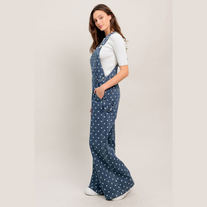 EVERYDAY POLKA OVERALL DENIM JUMPSUIT. Website exclusive · Ships direct!