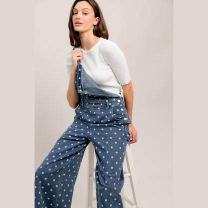 EVERYDAY POLKA OVERALL DENIM JUMPSUIT. Website exclusive · Ships direct!