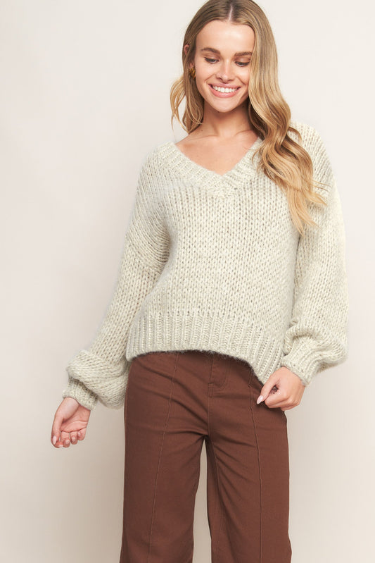 EARTHY TOUCH SWEATER KNIT TOP IN CREAM & CAMEL. Website exclusive · Ships direct!