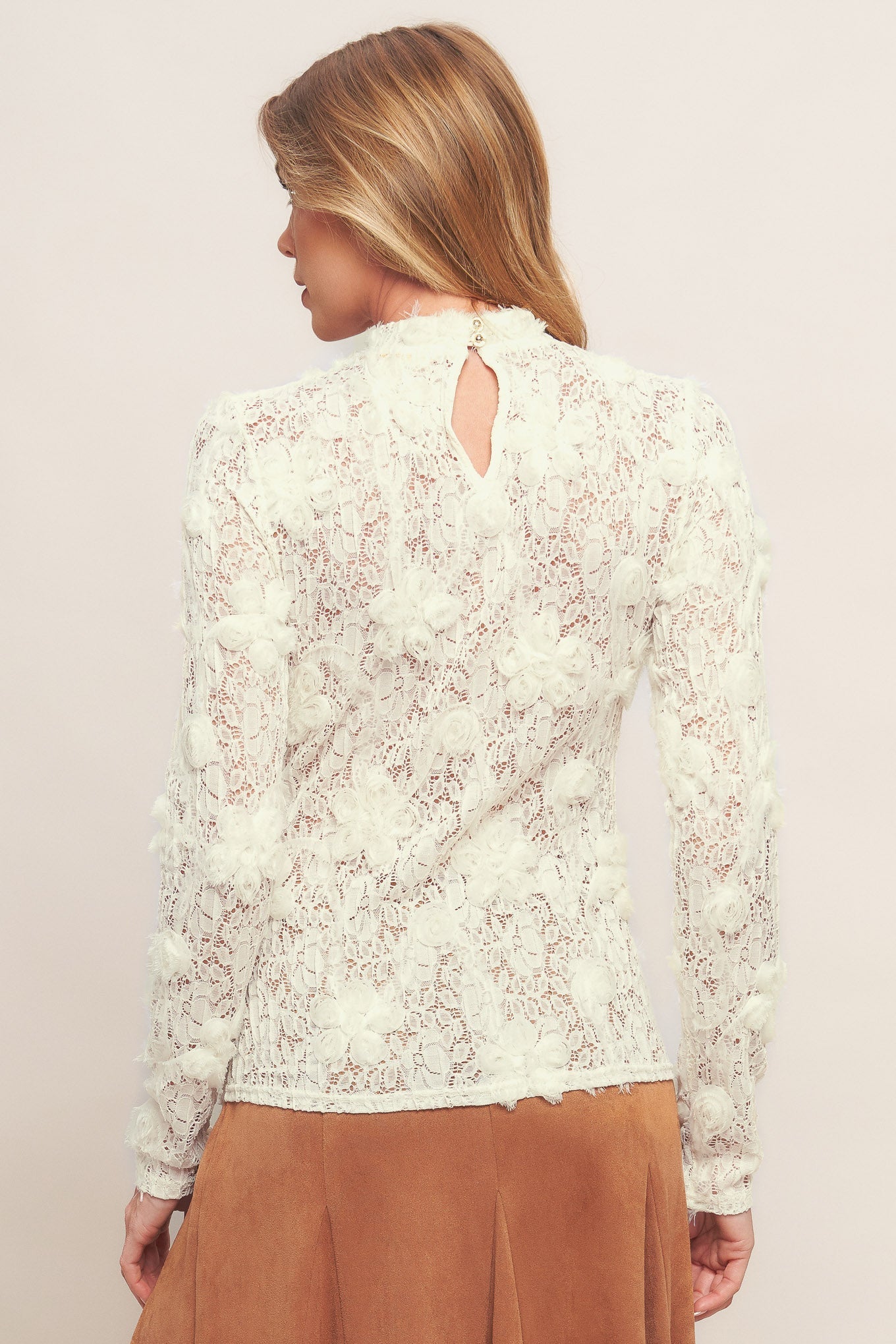 ROMANTIC SHEER FLORAL LONG SLEEVE SWEATER TOP. Website exclusive · Ships direct!