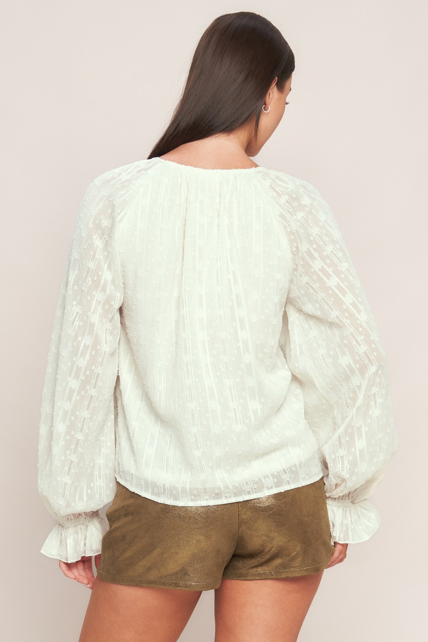 MILK & MOONLIGHT RUFFLE WOVEN BLOUSE. Website exclusive · Ships direct!