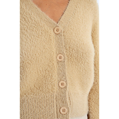 Gilet court en tricot duveteux Molly Bracken en beige