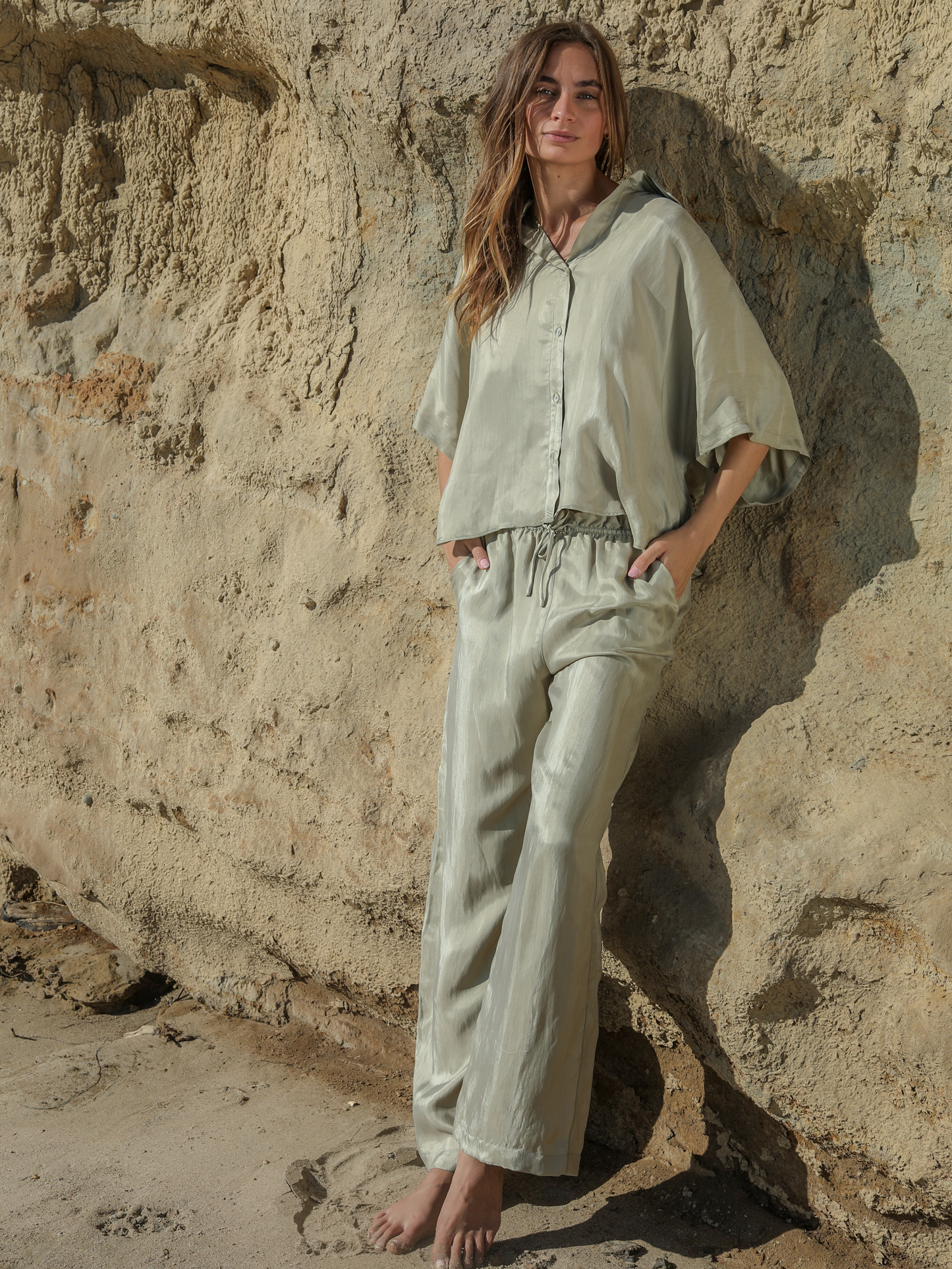 Lucid Flow Tie Pants - Khaki Green. Website exclusive · Ships direct!