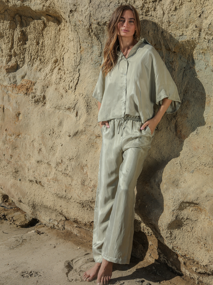 Lucid Flow Tie Pants - Khaki Green. Website exclusive · Ships direct!