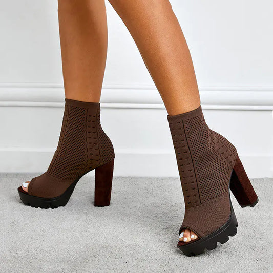 Chunky High Heel Round Toe Fish Mouth Shoes. Website exclusive · Ships direct!