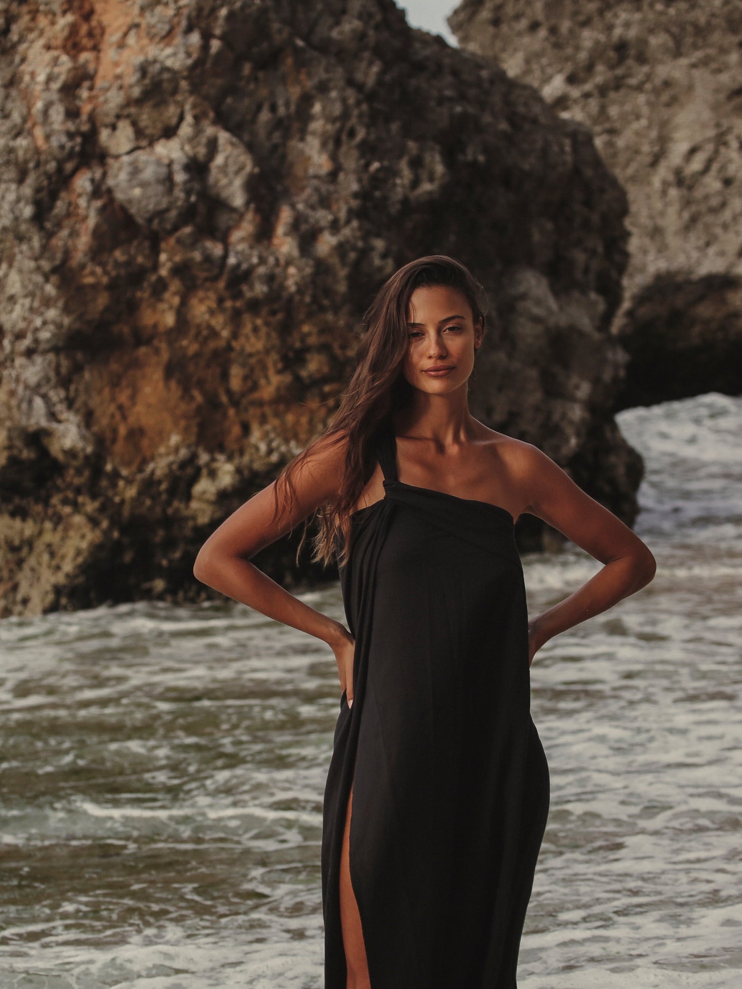 Pia One Shoulder Maxi Dress - Black. Website exclusive · Ships direct!