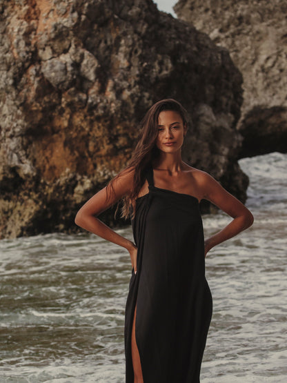 Pia One Shoulder Maxi Dress - Black. Website exclusive · Ships direct!