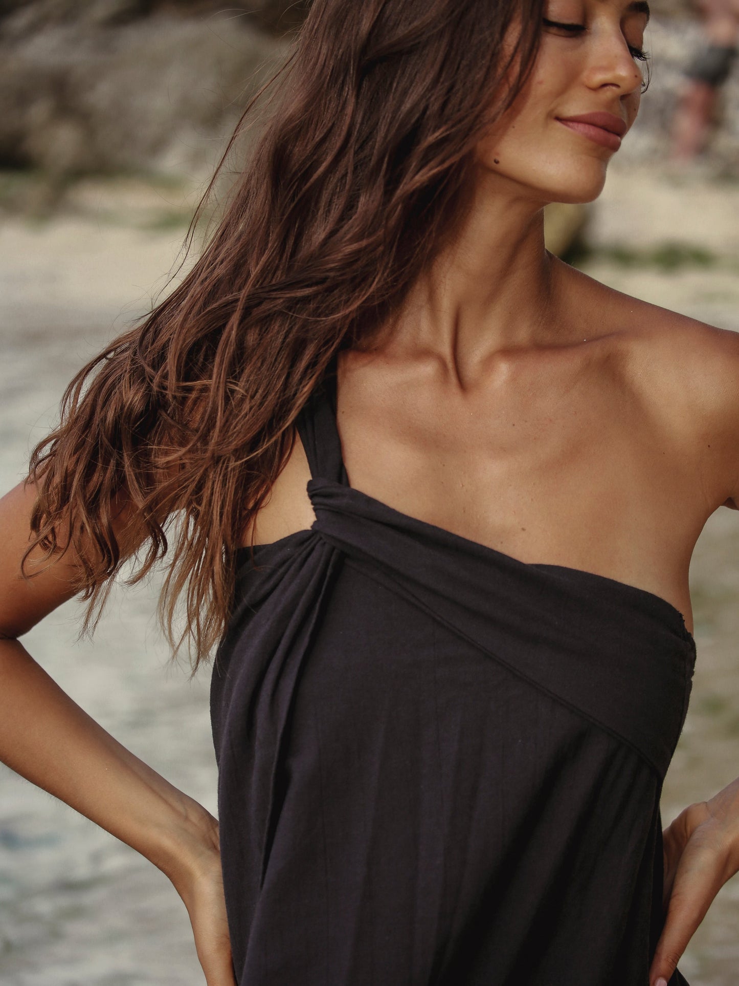 Pia One Shoulder Maxi Dress - Black. Website exclusive · Ships direct!