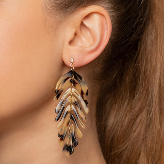 PLUME - TORTOISE SHELL Earrings - Brown & Green