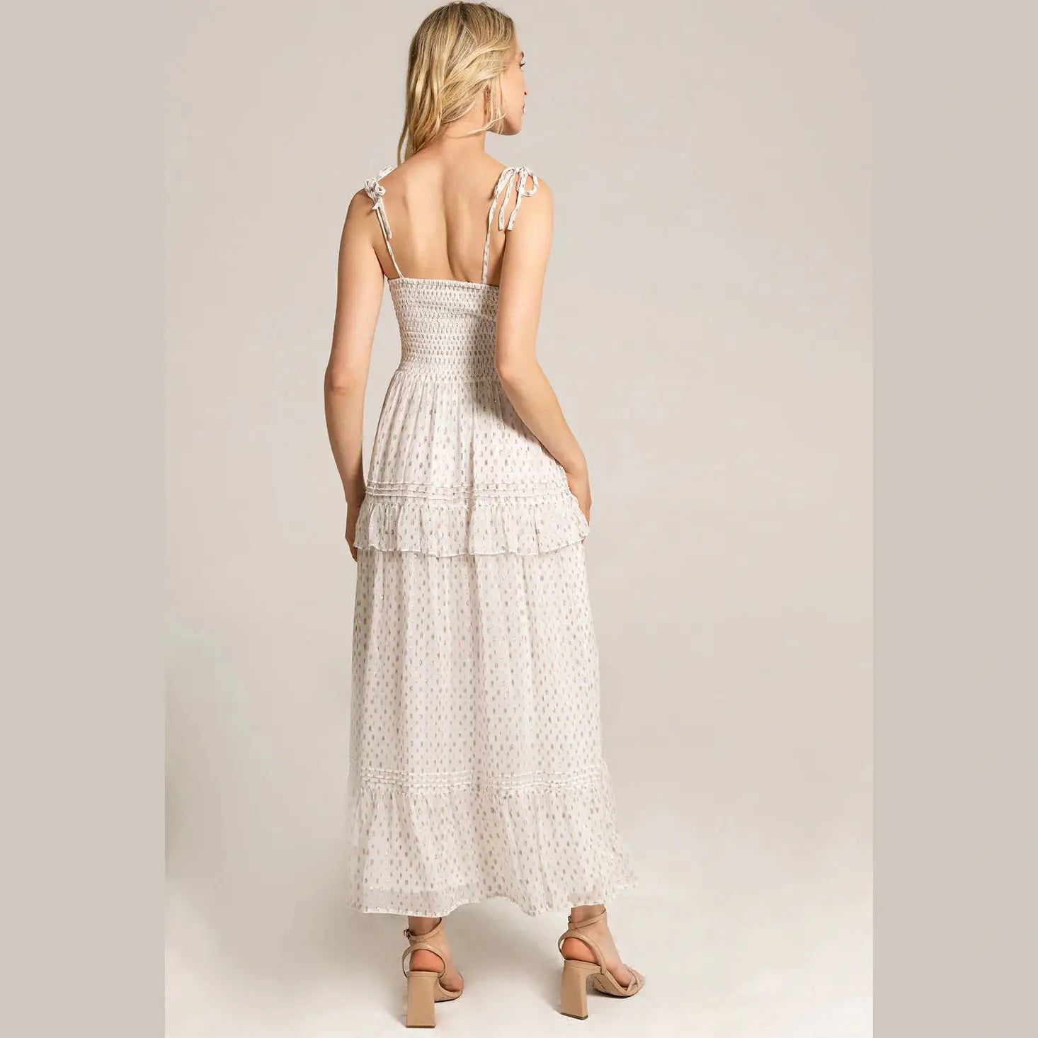 Saltwater Luxe Tatiana Smocked Midi Dress - Ivory - Jaunts Boutique 