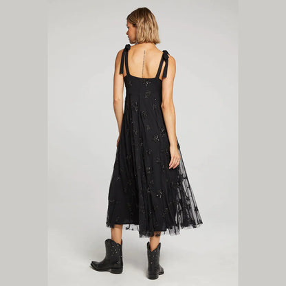 Saltwater Luxe Nikita Tank Starlight Mesh Midi Dress in Black - Jaunts Boutique 