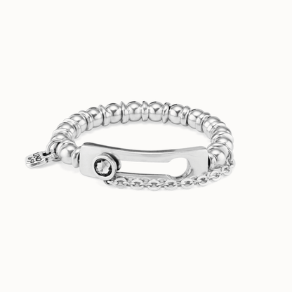 UNOde50 Silver "EMPOWER" Link Crystal Bracelet - Jaunts Boutique 