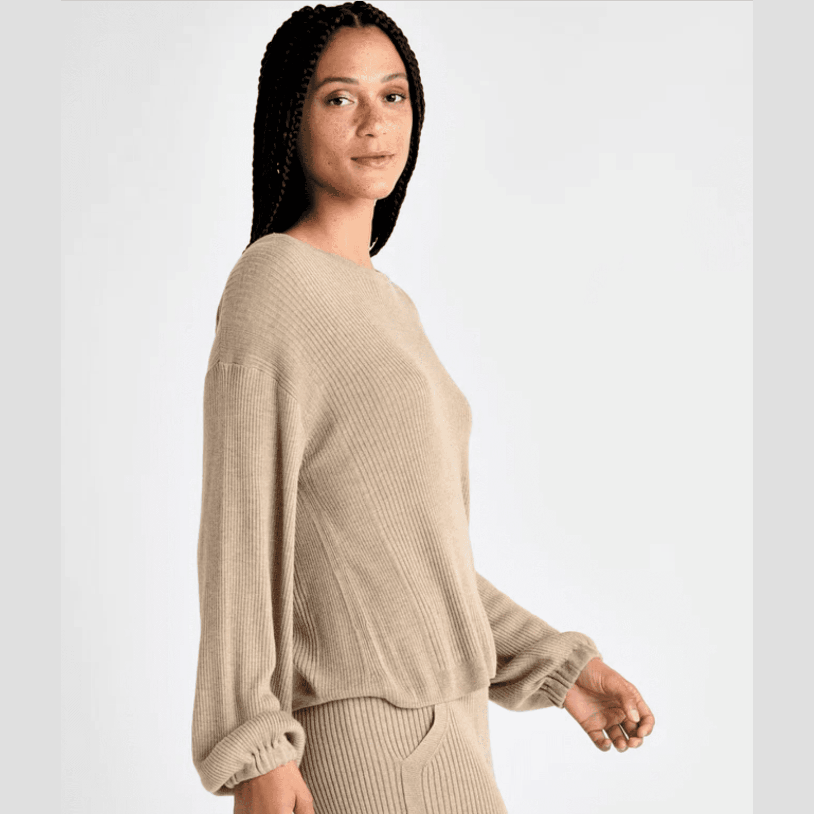 Splendid Georgie Cashmere blend Rib Sweater - Heather Camel - Jaunts Boutique 