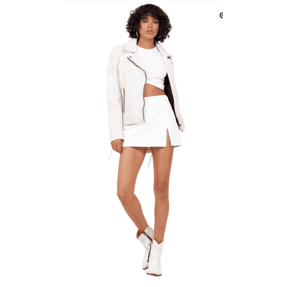 Mauritius Wana Leather Studded Star Jacket - White - Jaunts Boutique 