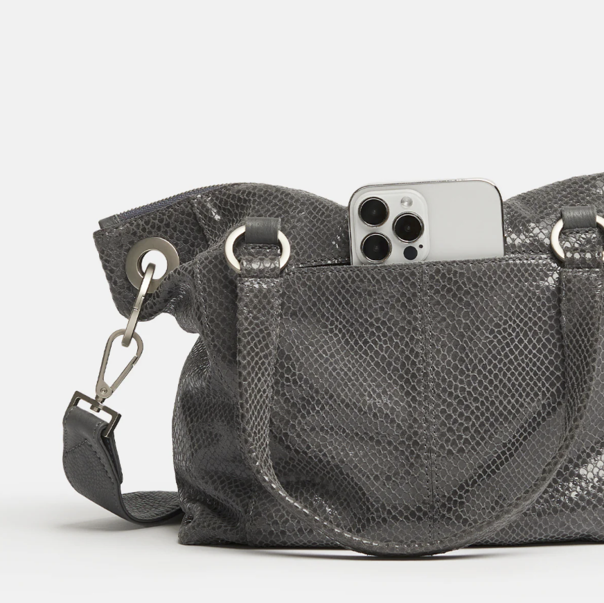 Hammitt Daniel Medium Shoulder/Crossbody Handbag - Skyline Snake/Brushed Silver