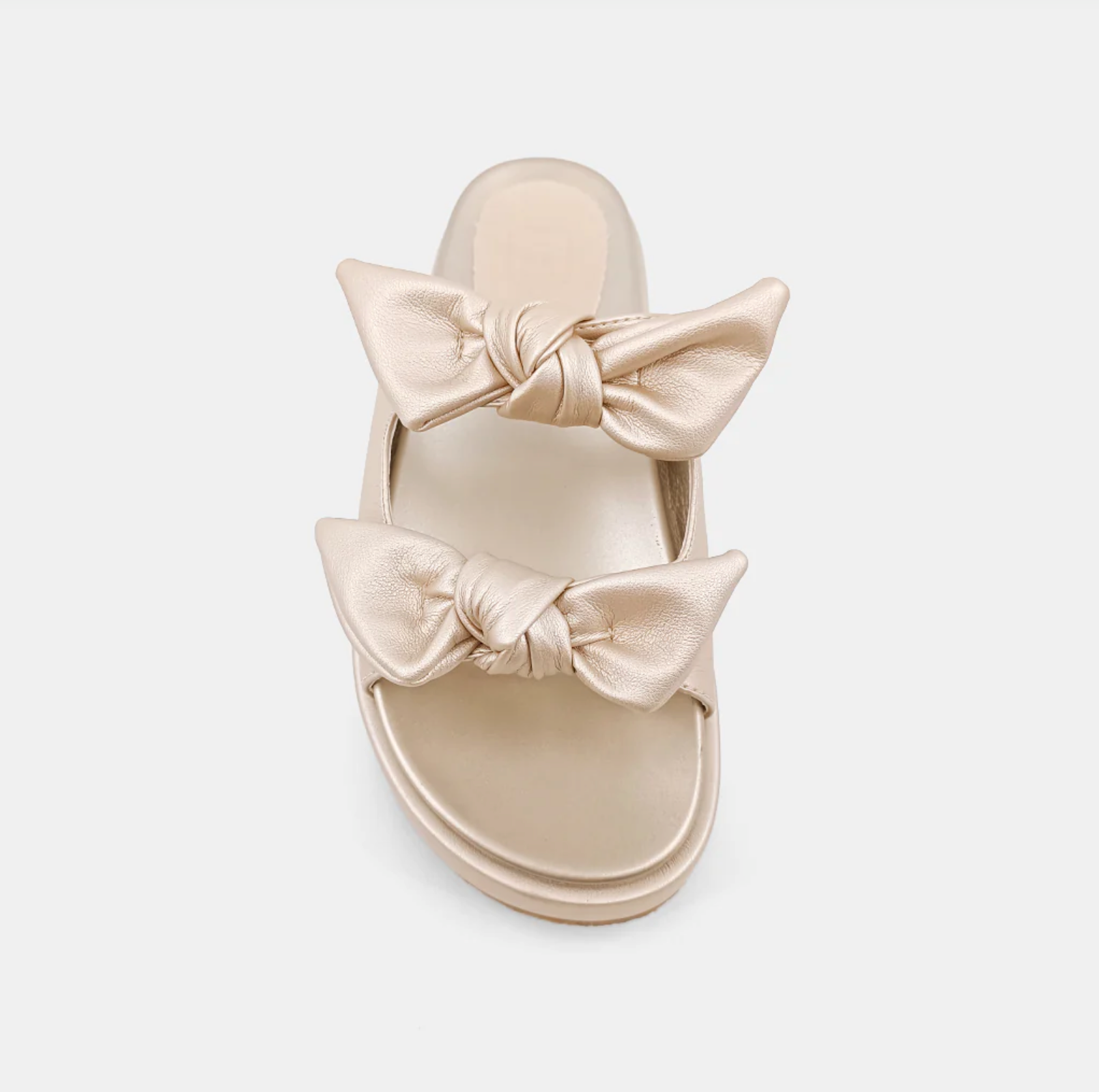 Kiki Gold Flat Form Double Bow Sandals - Jaunts Boutique 