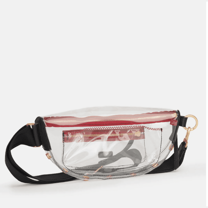 Hammitt Clear Charles Crossbody Handbag - Black/Brushed Gold Red Zip - Jaunts Boutique 
