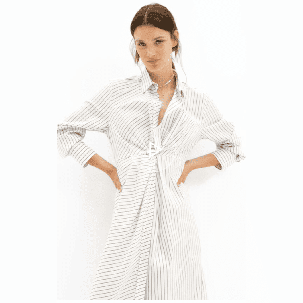 Desigual Striped midi shirt dress - White
