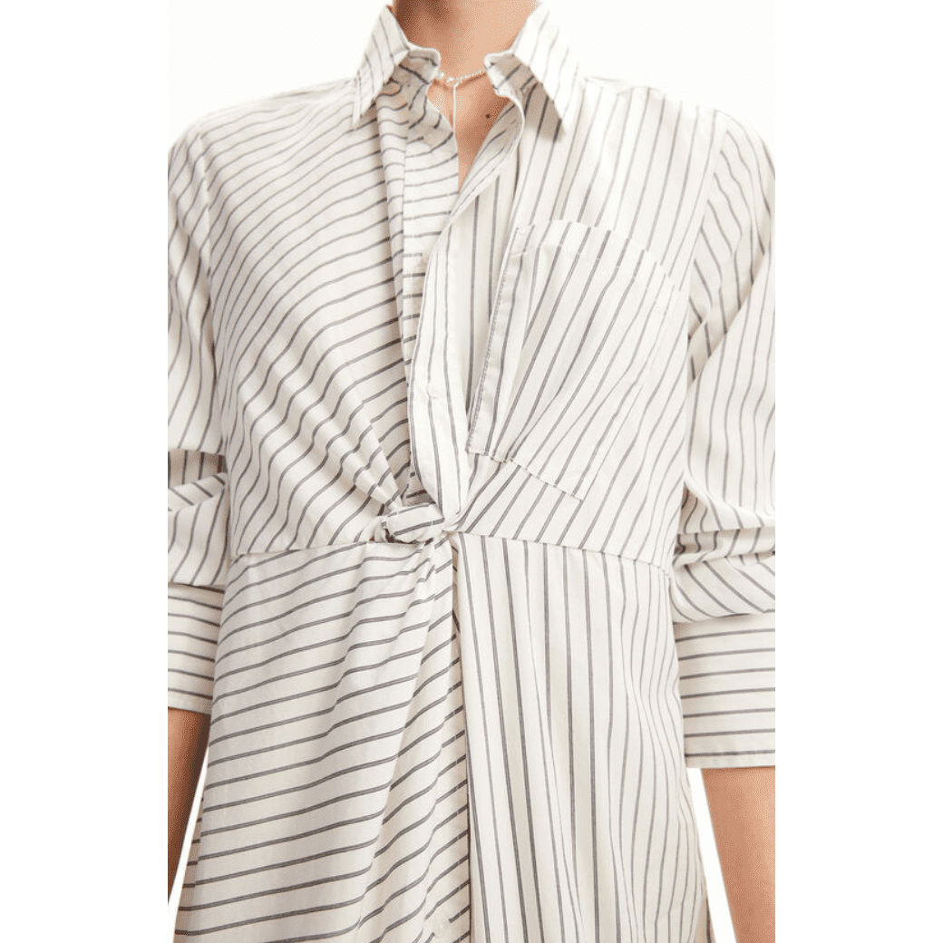 Desigual Striped midi shirt dress - White