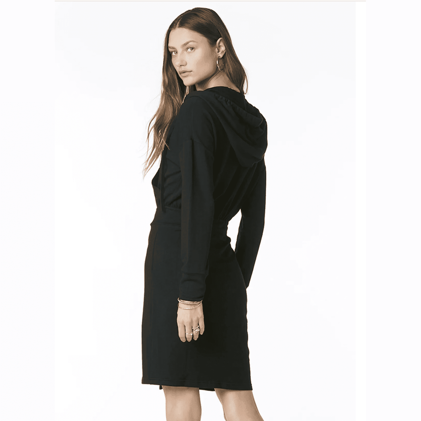 Tart Collection Quixley Zipper Fitted Waist Hoodie Dress - Black