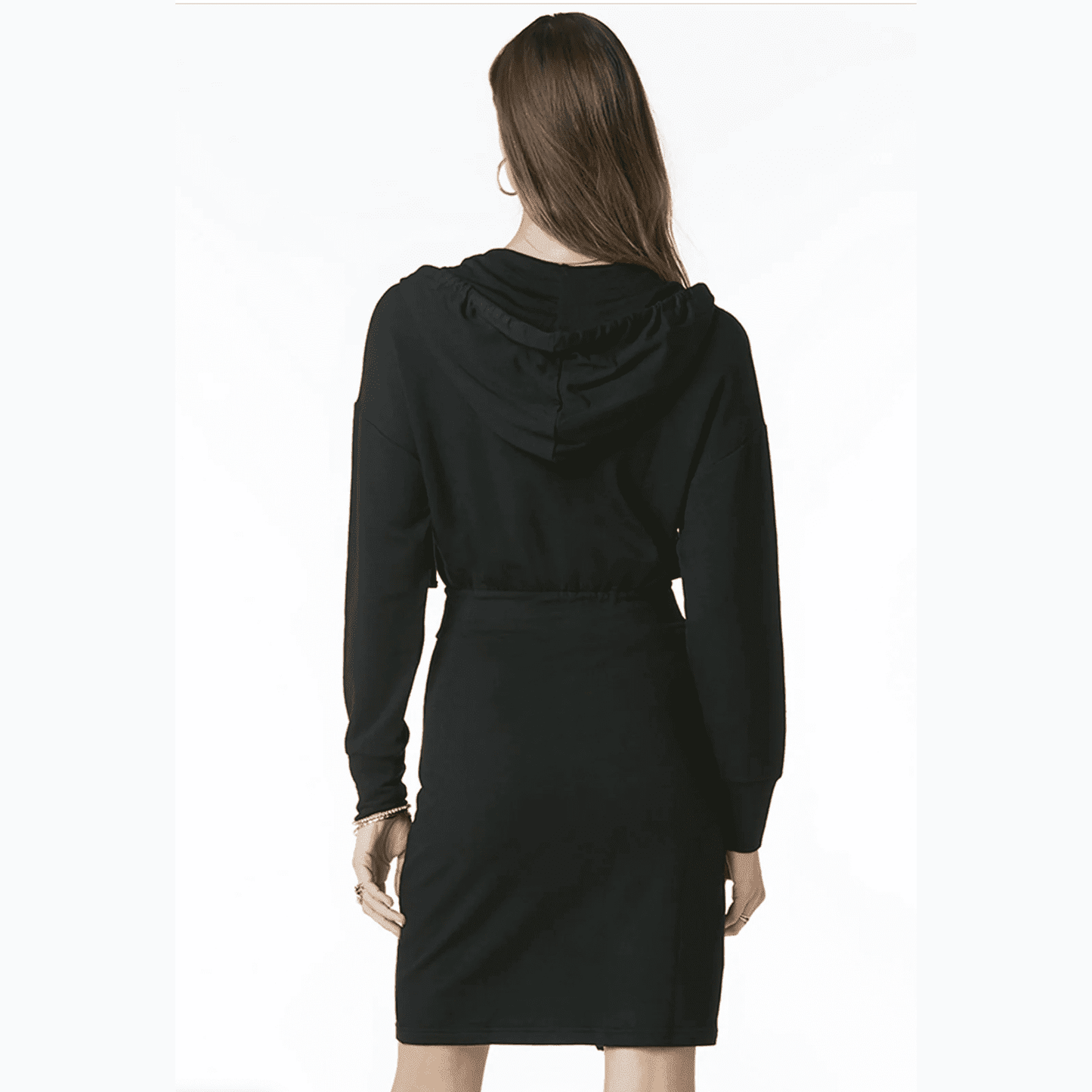 Tart Collection Quixley Zipper Fitted Waist Hoodie Dress - Black