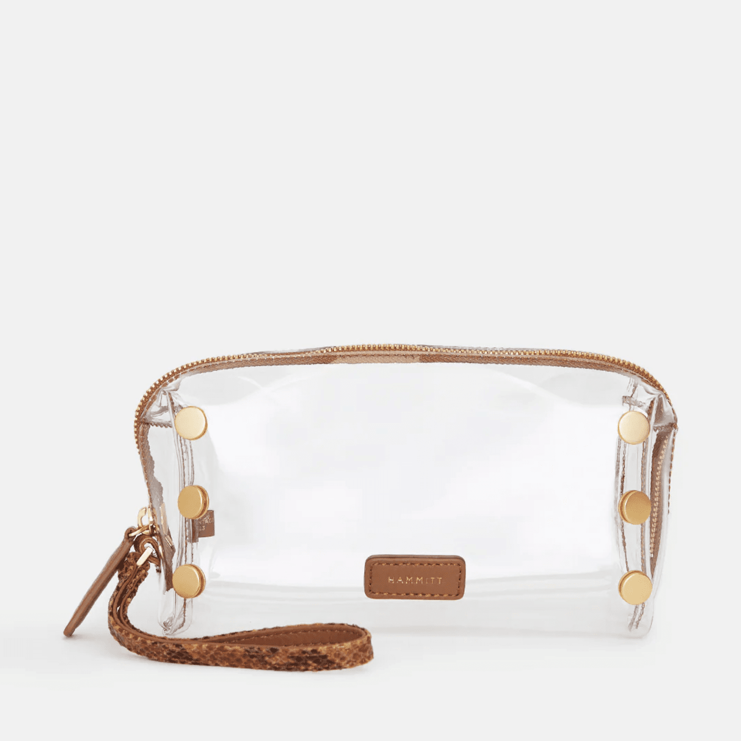 Hammitt Make Up Bag in Clear Centerpiece Snake/Brushed Gold
