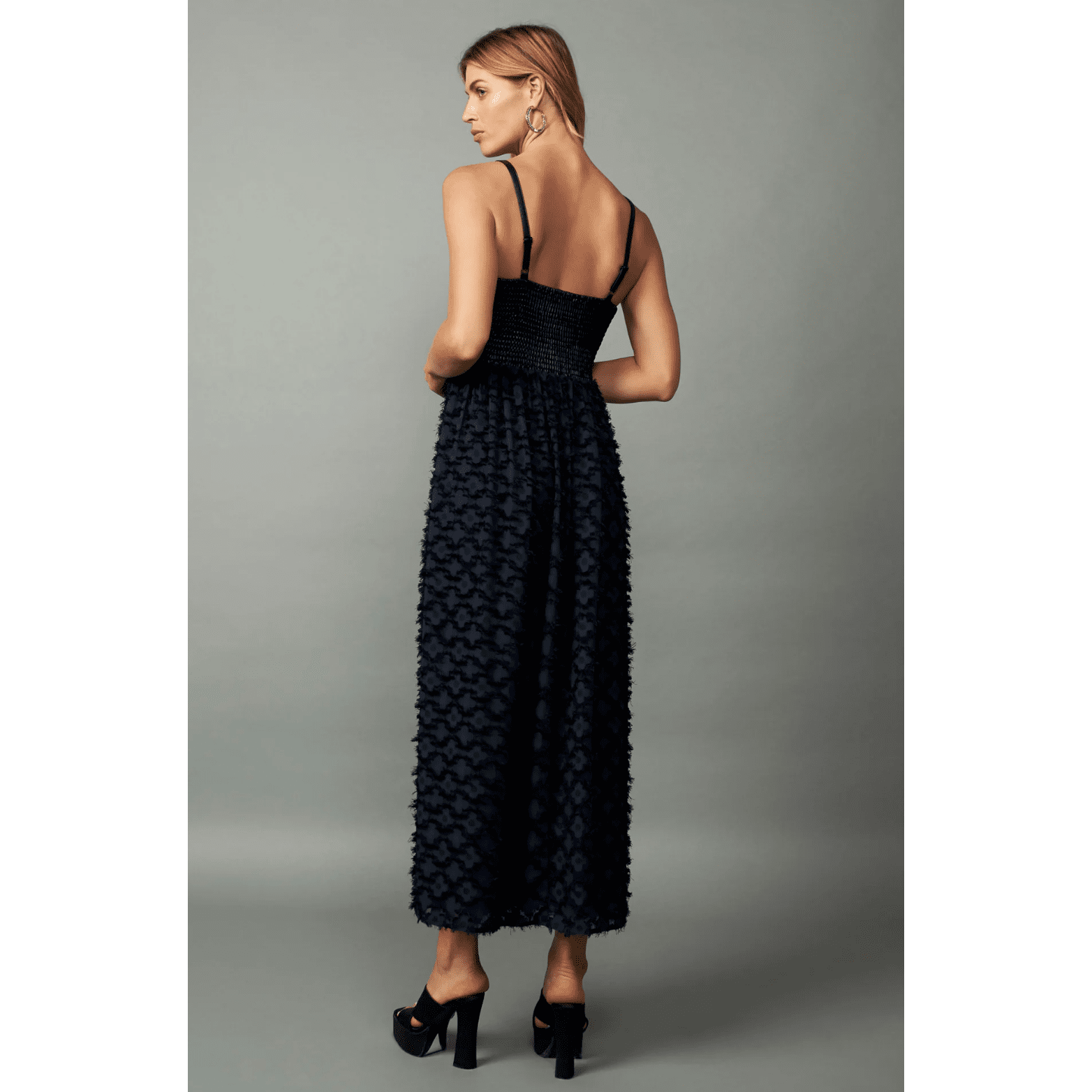 Current Air Women's Textured Sleeveless Maxi Dress Midnight Navy - Jaunts Boutique 