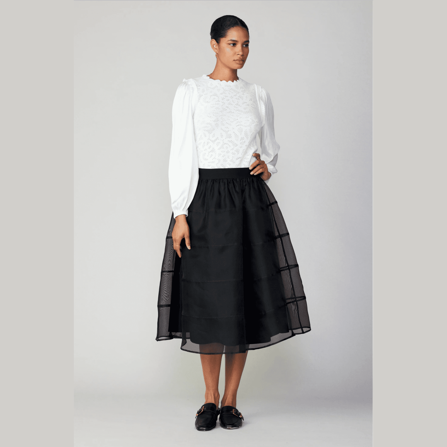 Current Air Lined Organza Skirt in Black - Jaunts Boutique 
