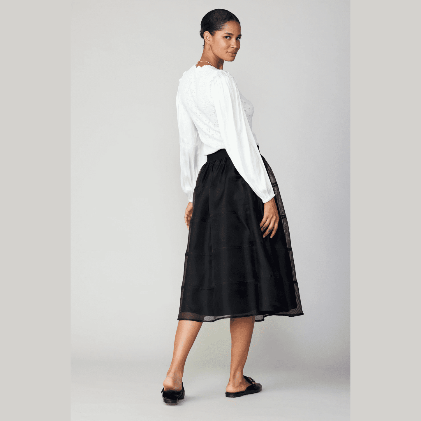 Current Air Lined Organza Skirt in Black - Jaunts Boutique 