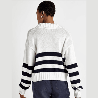 Splendid Parker Polo Stripe Sweater in Navy Stripe - Jaunts Boutique 