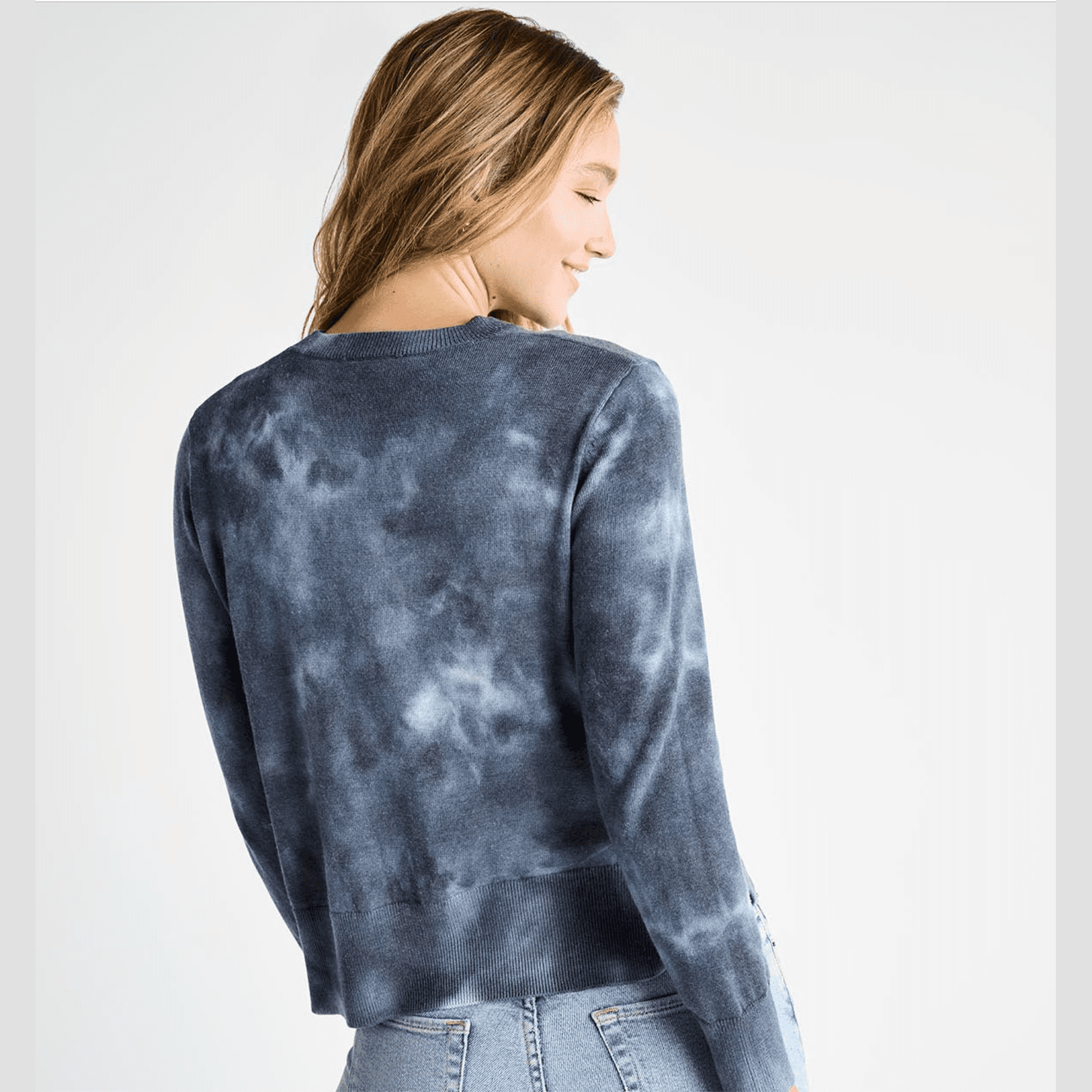 Splendid Madelyn Acid Wash Sweater in Navy - Jaunts Boutique 