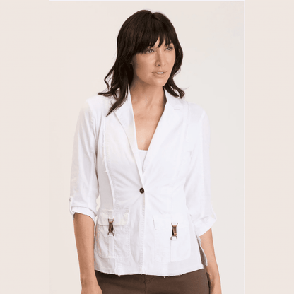 XCVI Wearables Winslow Blazer in White - Jaunts Boutique 