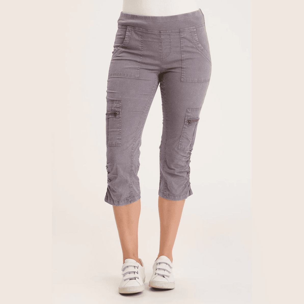 XCVI Wearables Nadia Crop Cargo Pants in Distressed Wash Anchor - Jaunts Boutique 