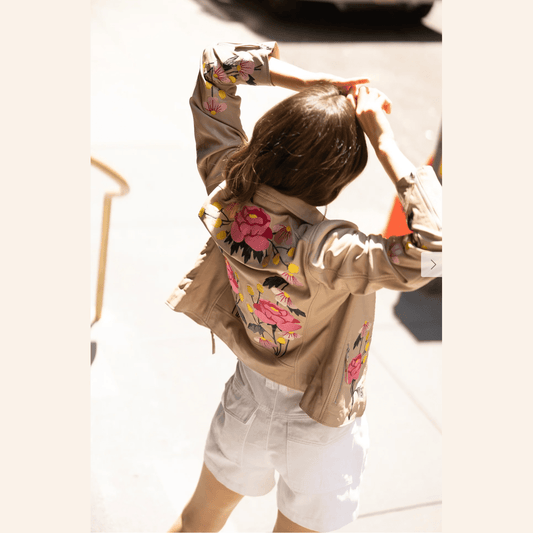 Mauritius Peonie RF Leather Jacket in Light Beige