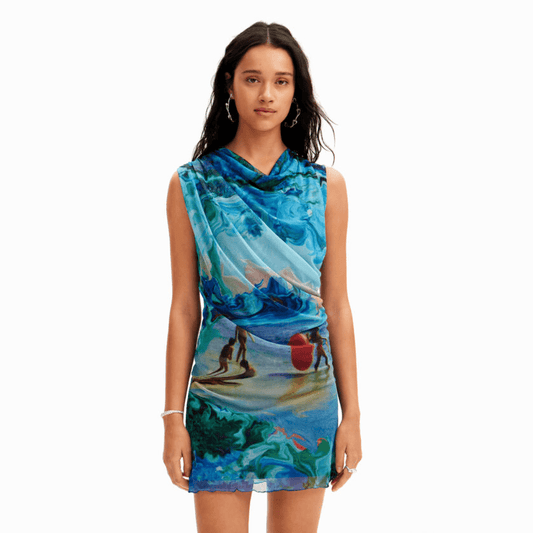 Desigual M. Christian Lacroix Tulle Mini Dress in Arty Photographic Beach Print - Jaunts Boutique 