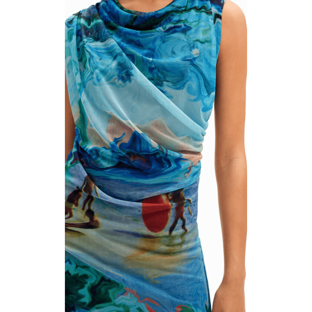 Desigual M. Christian Lacroix Tulle Mini Dress in Arty Photographic Beach Print - Jaunts Boutique 