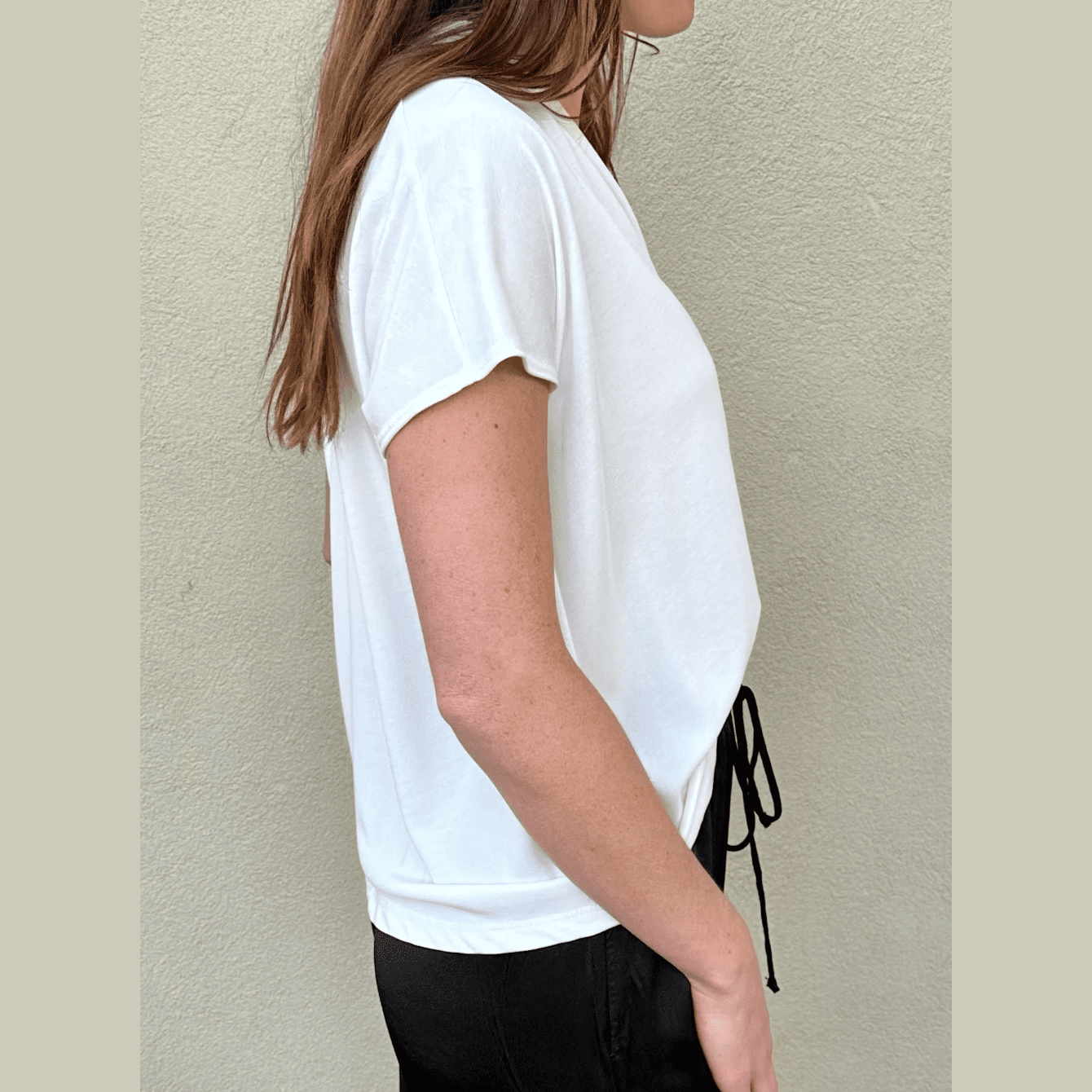 Veronica M V-Neck Cupro Top in Ivory and Storm - Jaunts Boutique 