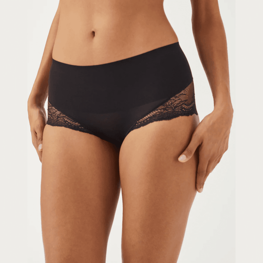 Spanx Undie-tectable Smoothing Lace Hipster in Nude and Very Black - Jaunts Boutique 