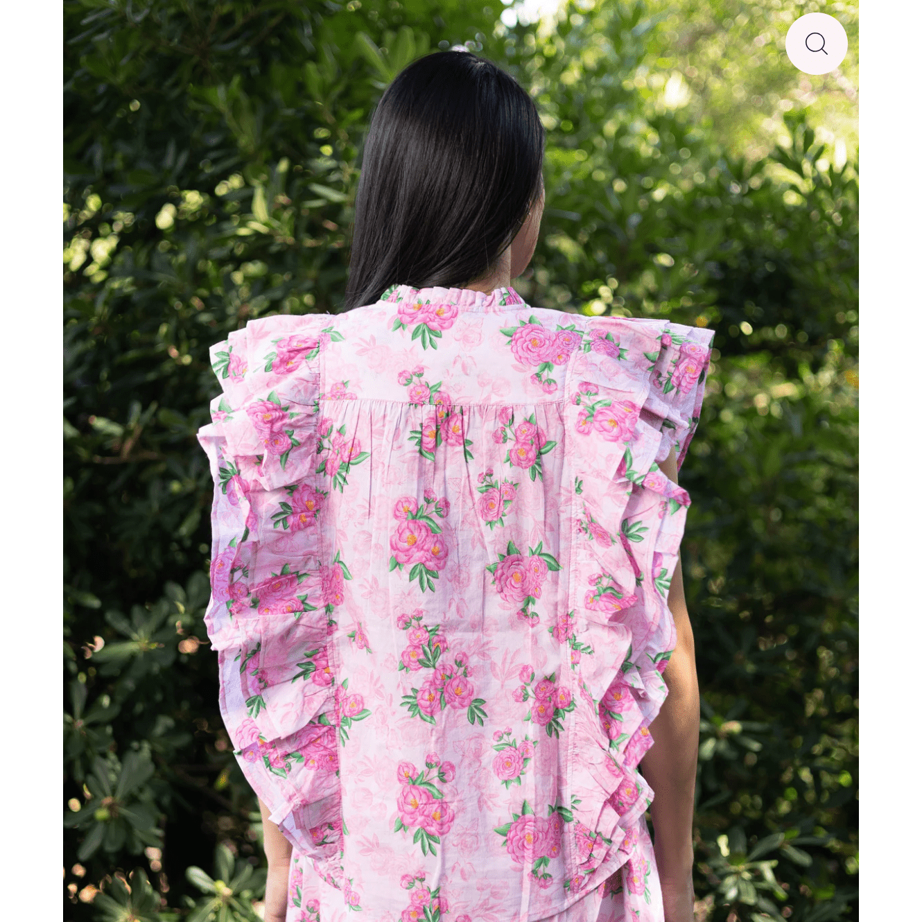 Madison Pink Sleeveless Camellia Flower Ruffle Shirt - Jaunts Boutique 