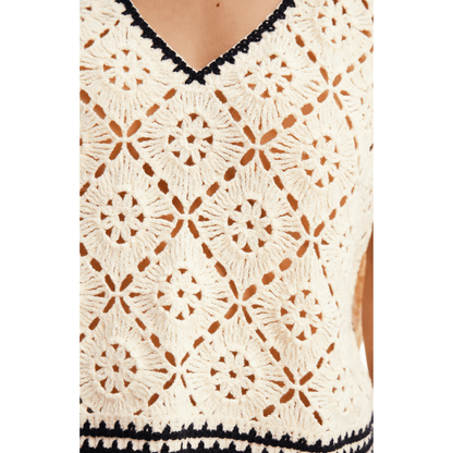 Desigual Crochet Top in Ivory - Jaunts Boutique 