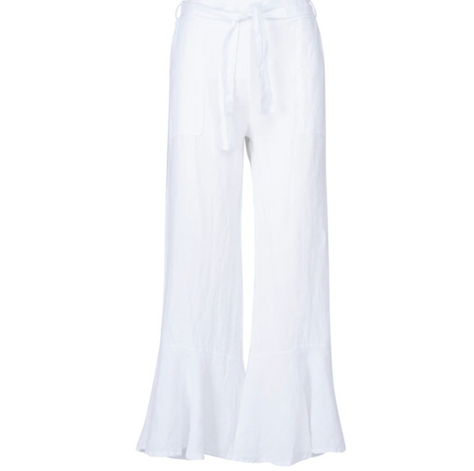 Astrid Italy Hampton Linen Pants in White