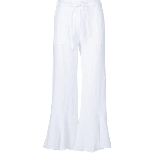 Astrid Italy Hampton Linen Pants in White - Jaunts Boutique 