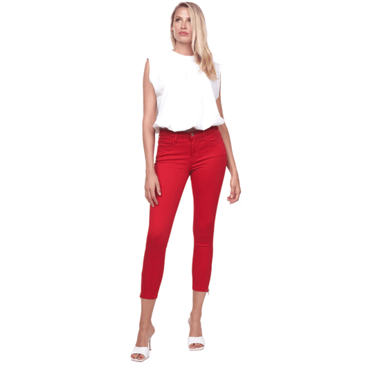 Etienne Marcel Red Signature Skinny Crop Denim Pant in Red - Jaunts Boutique 