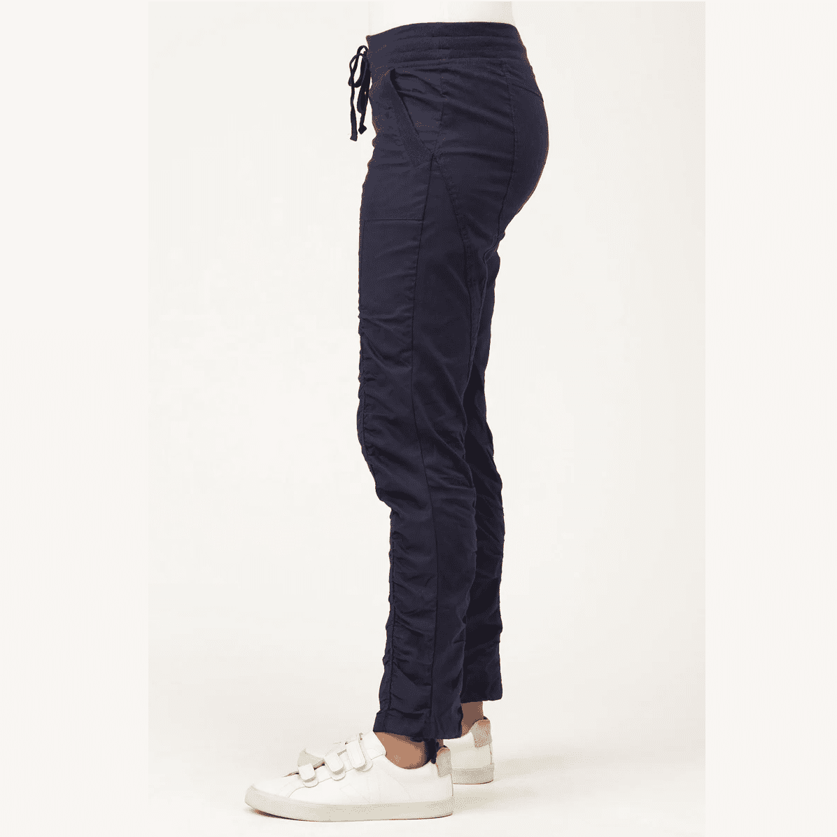 XCVI Wearables Jules Ruching Pants in Navy - Jaunts Boutique 