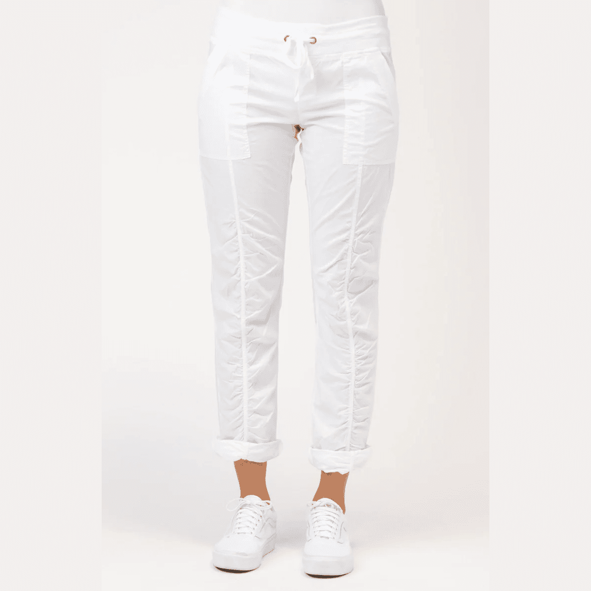 XCVI Wearables Jules Ruching Pants in White - Jaunts Boutique 