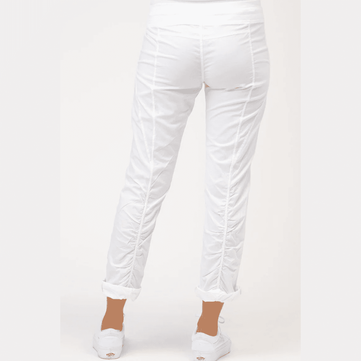 XCVI Wearables Jules Ruching Pants in White - Jaunts Boutique 
